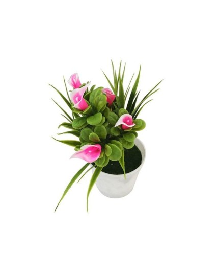 Plastic Artificial Bonsai Faux Plant Fake Potted Flower-Pink